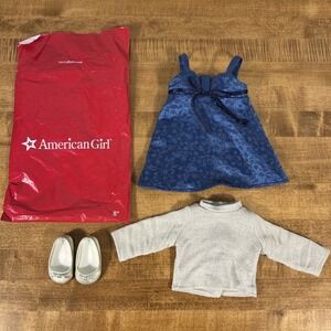 American Girl Doll Retired Sapphire Party Outfit Dress, Top & Shoes